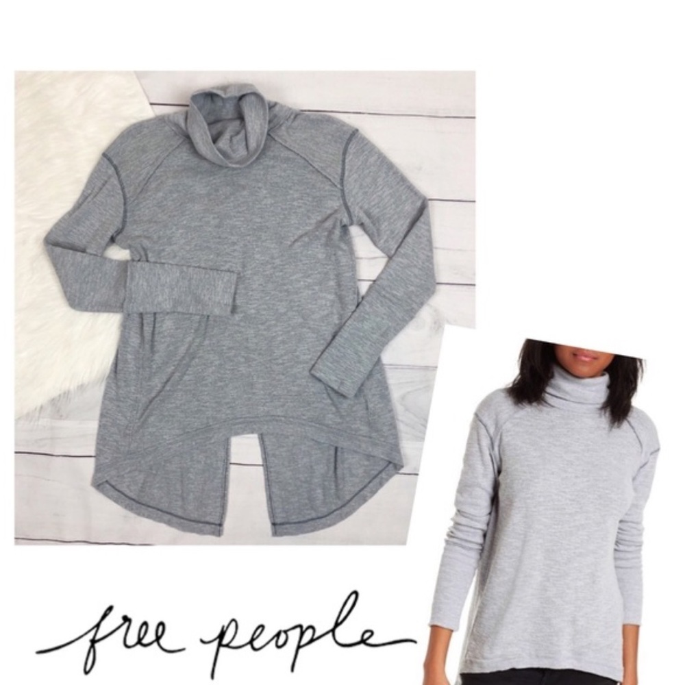 Free People Light Gray Turtleneck Sweater